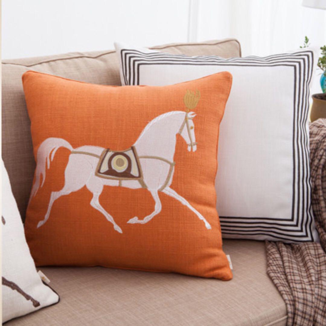 Hermes Style Cushion, Furniture, Home Decor on Carousell