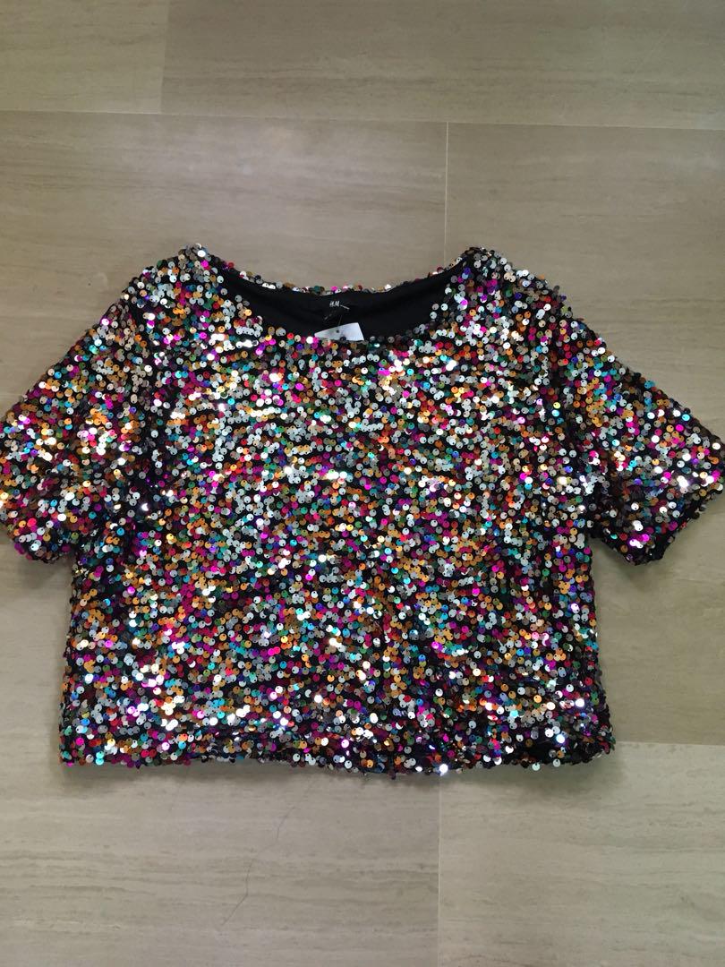 Hu0026M Colorful Sequin Top, Women's Fashion, Tops, Blouses on Carousell