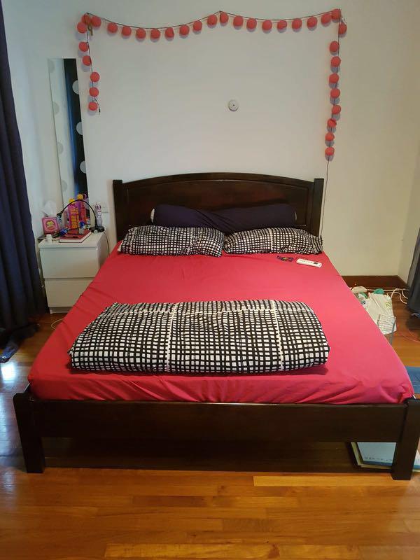 IKEA QUEEN SIZE BED & MATTRESS, Furniture & Home Living, Furniture, Bed