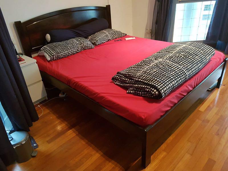 IKEA QUEEN SIZE BED & MATTRESS, Furniture & Home Living, Furniture, Bed