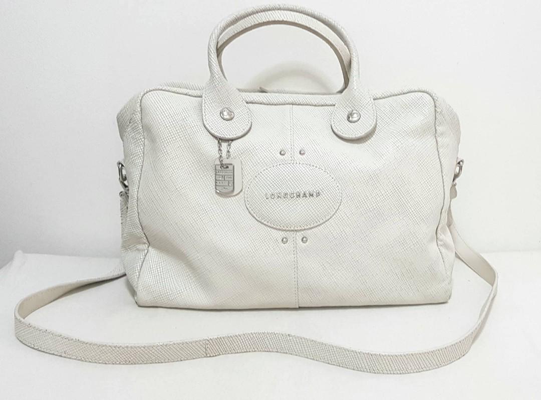 Longchamp Quadri Two Way Leather Satchel In Off White Colour Luxury Apparel On Carousell