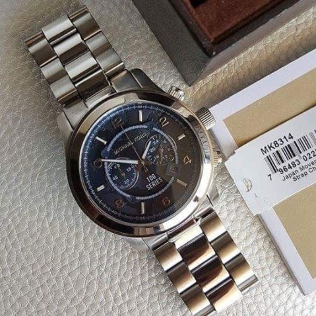 michael kors oversized runway watch silver