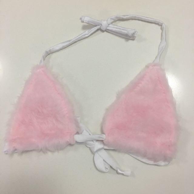 pink fur bikini top