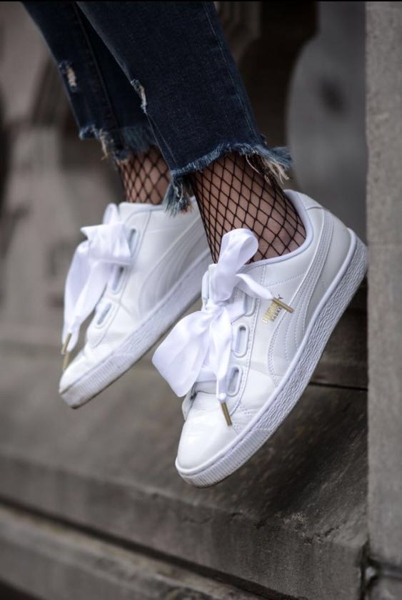 Puma Basket Heart Trainers Patent White 