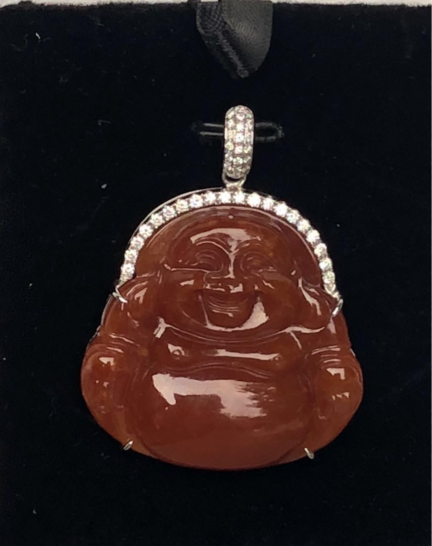 Rare Red Jadeite (Type A) Milo Buddha Pendent, Women's Fashion
