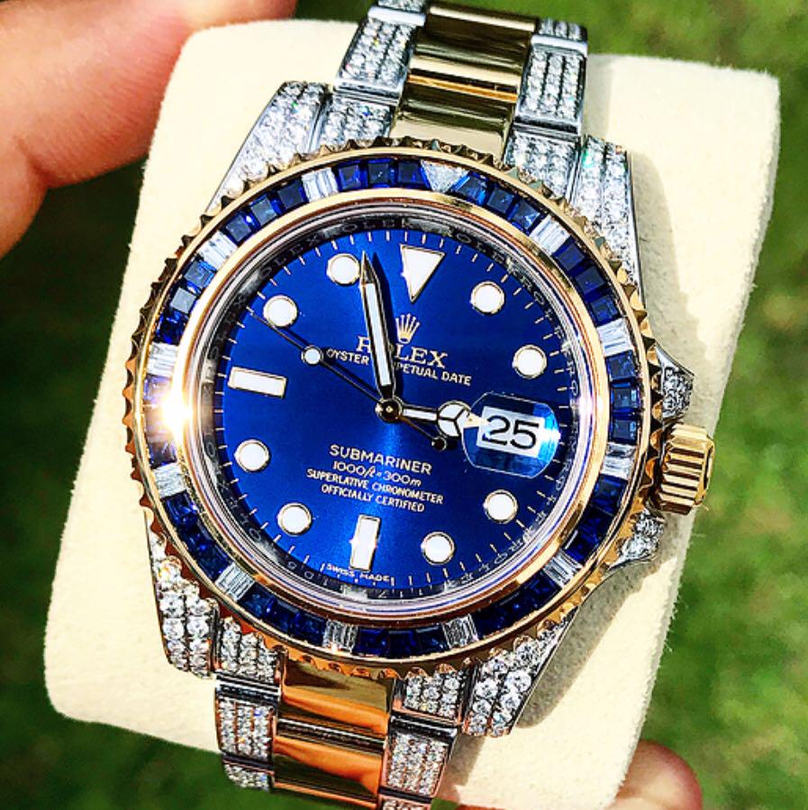 Rolex submariner blue with hotsell diamonds