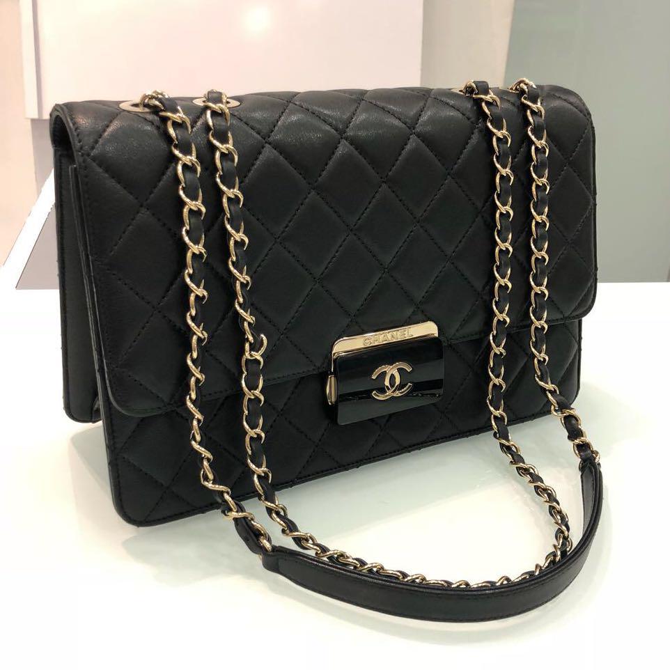 SOLD Full Set Local Receipt Chanel Seasonal Flap in Black Calfskin GHW Luxury Bags Wallets on Carousell