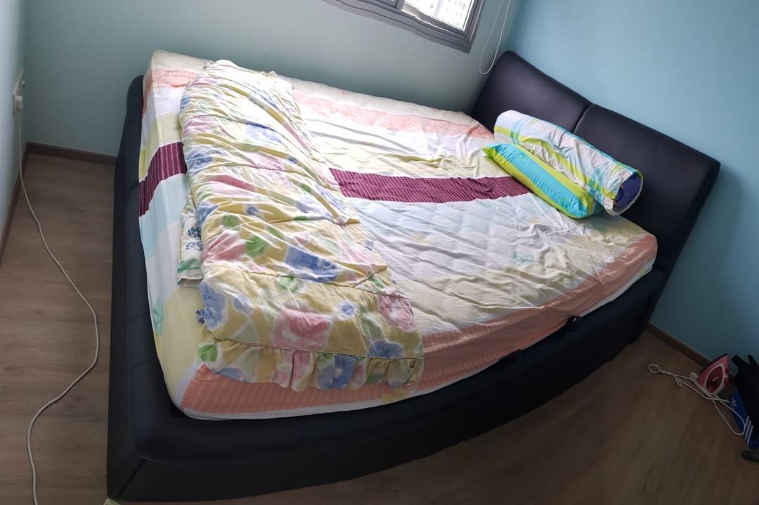 Used Queen Size Storage Bed Frame Furniture Beds Mattresses On Photo