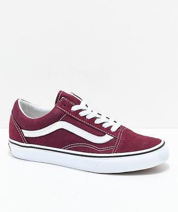 Womens vans old skool burgundy Clearance