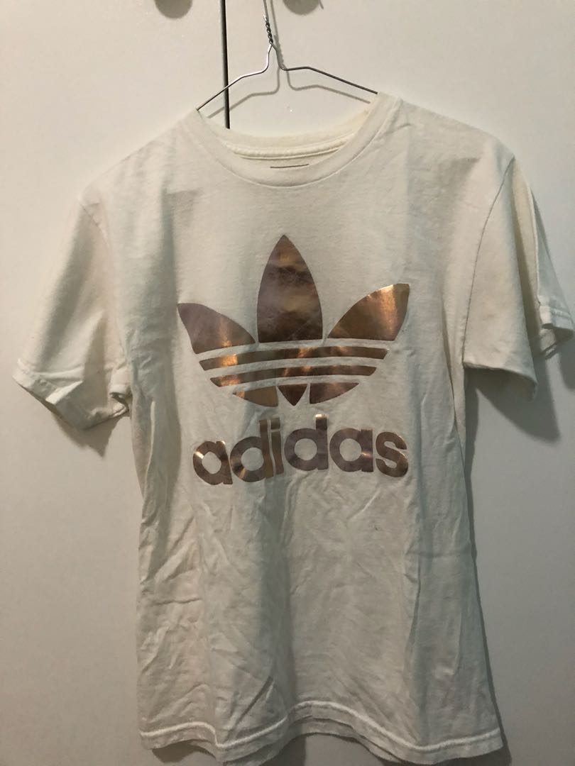 adidas white and rose gold shirt