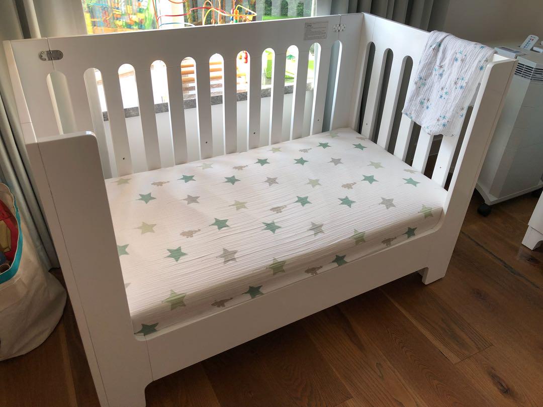 White Bloom Alma Max Crib toddler bed Naturepedic mattress