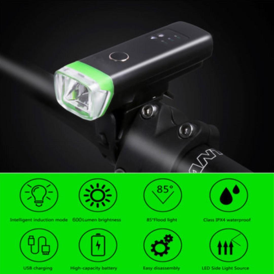 XANES 600LM XPG Smart Induction Bicycle Light IPX4 USB Rechargeable 5