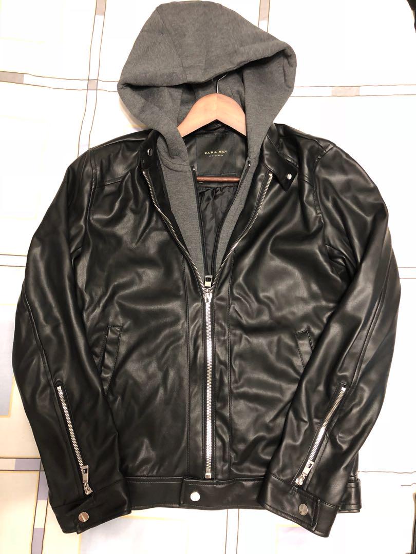 zara leather jacket hoodie