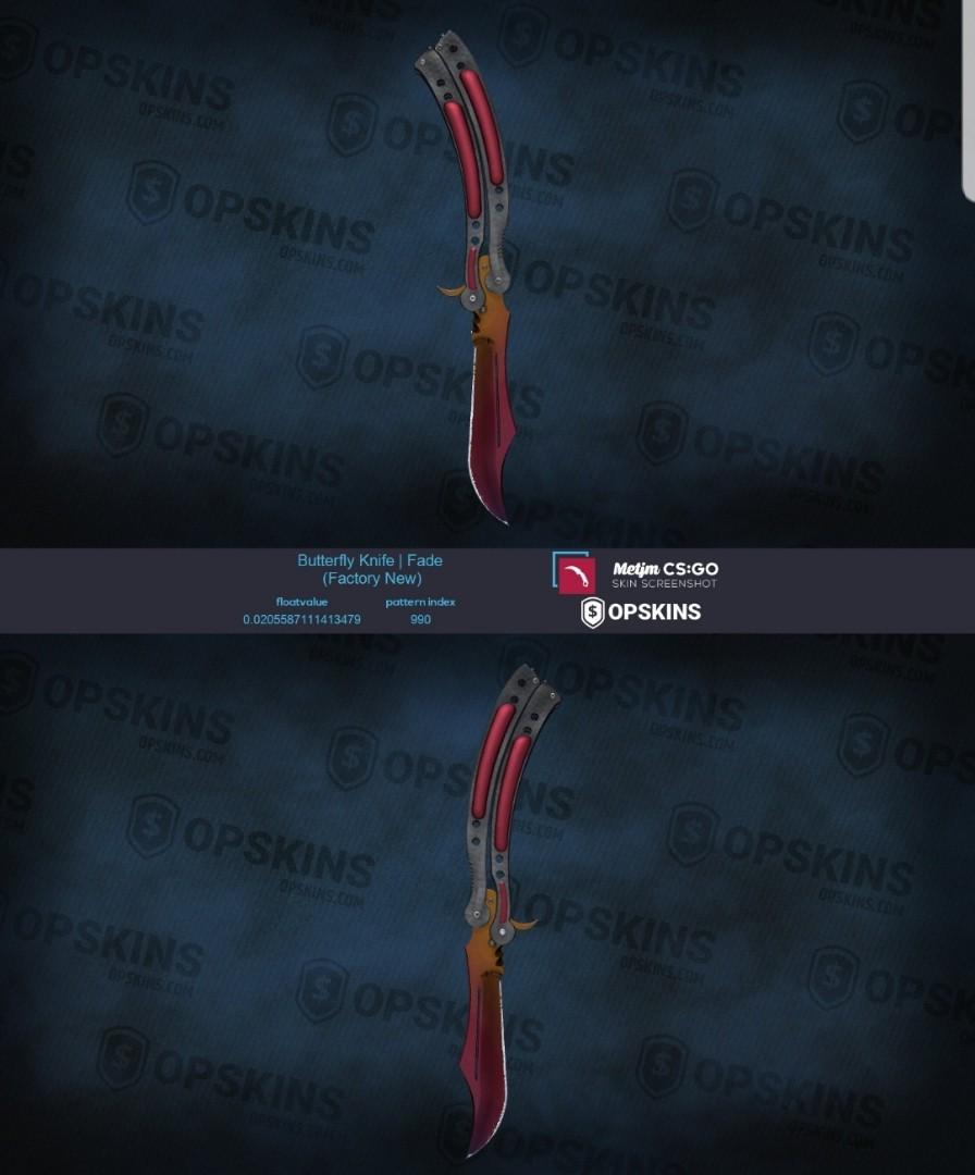 0.02 csgo butterfly knife fade (full fade 95/100), Video Gaming