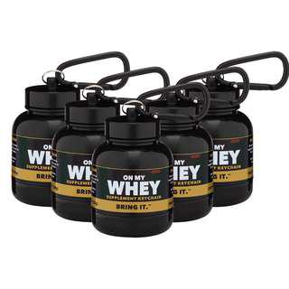 OnMyWhey - Portable Protein and Supplement Powder Funnel Key-Chain - Modern 5-Pack