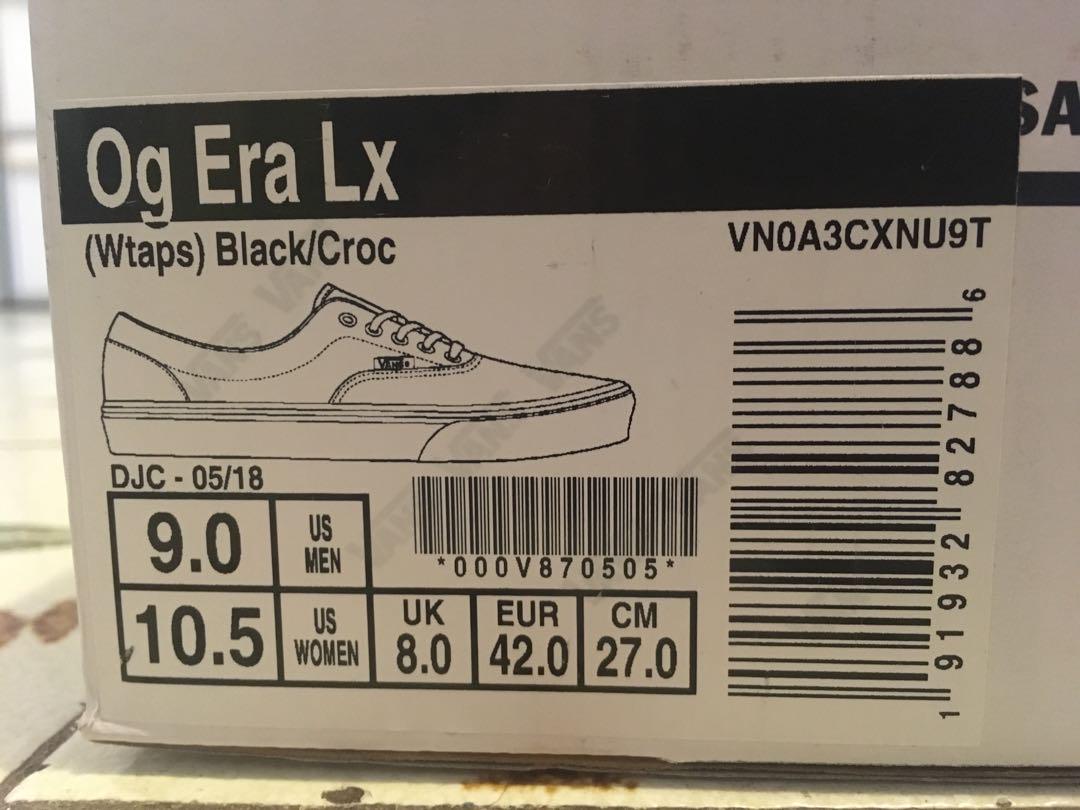 7.Vans X Wtaps Og Era Lx Black/Croc Size: US9, 男裝, 鞋, 西裝鞋