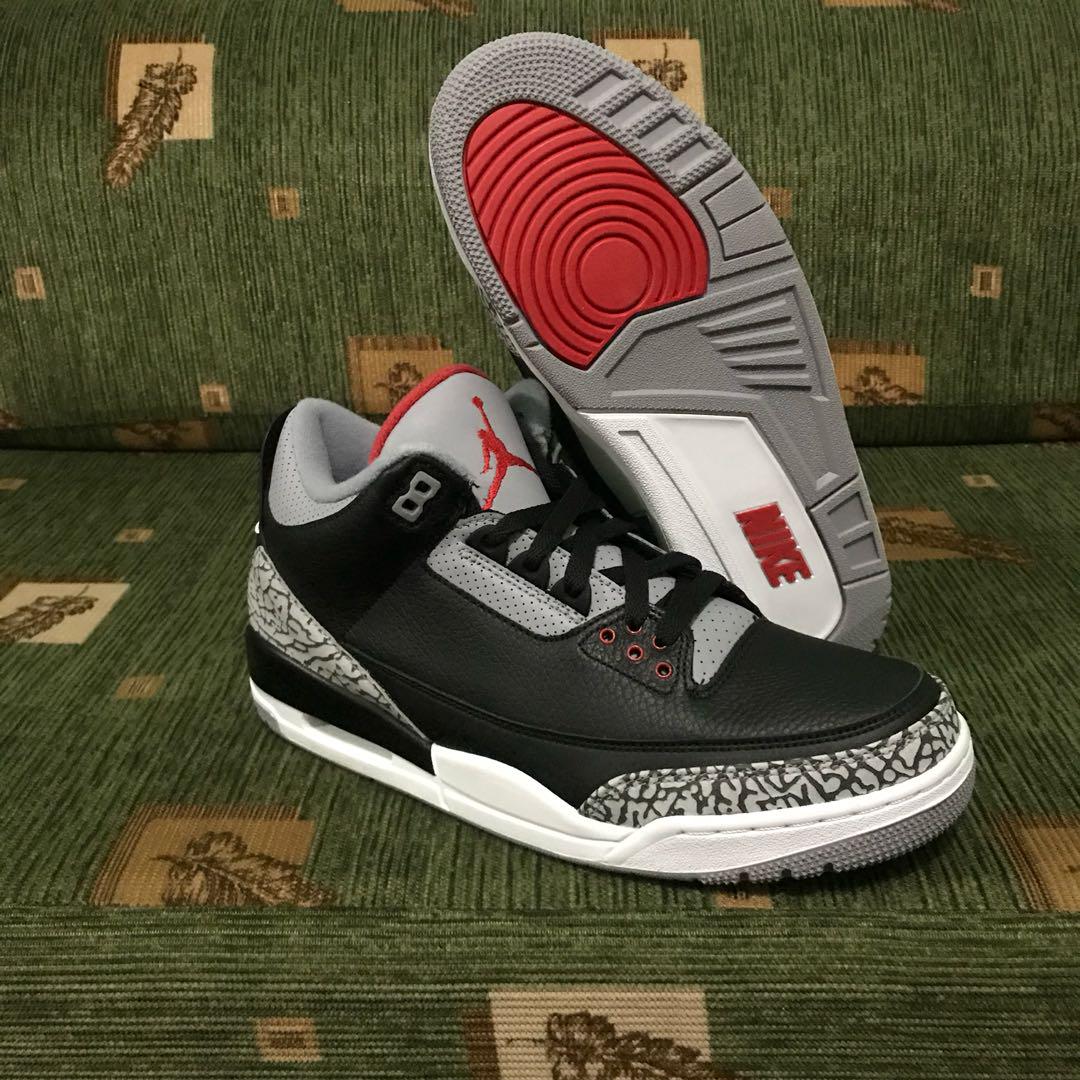 jordan 3 black cement size 8
