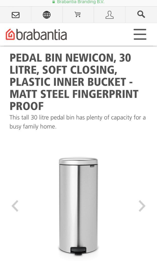 Brabantia 30l step bin, Furniture & Home Living, Cleaning & Homecare