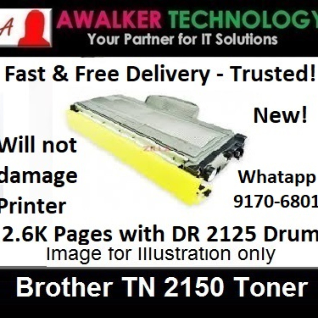 Brother Tn2150 Black Compatible Laser Toner Cartridge 2600 Pages Remanufactured Use With Dr2125 Drum Will Not Damage Printer With Warranty Tn 2150 Dr 2125 Electronics Computer Parts Accessories On Carousell
