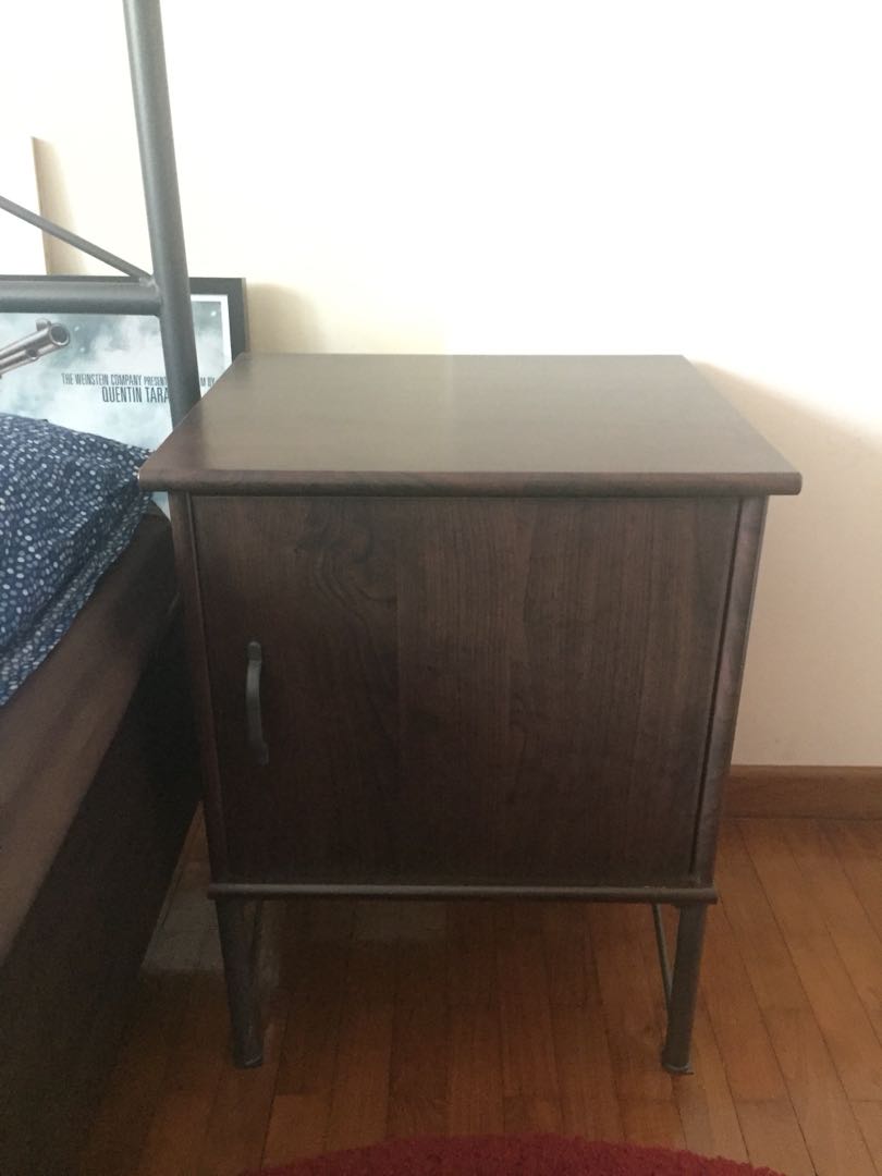 Brown Wood Bedside Table Furniture Shelves Drawers On Carousell