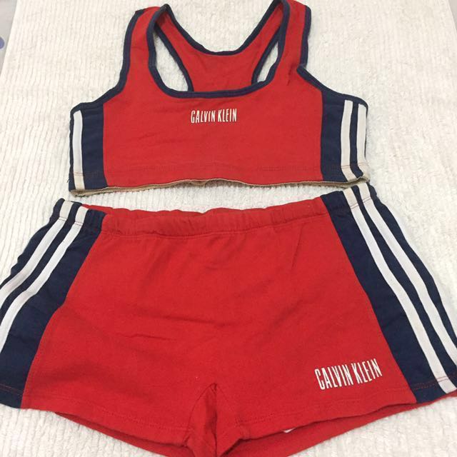 calvin klein sports bra and shorts