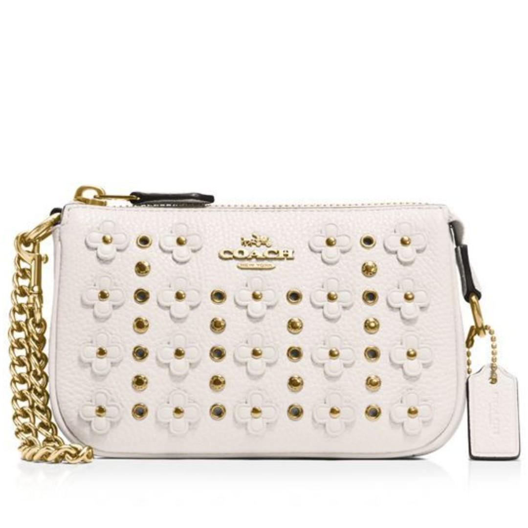 coach wristlet white