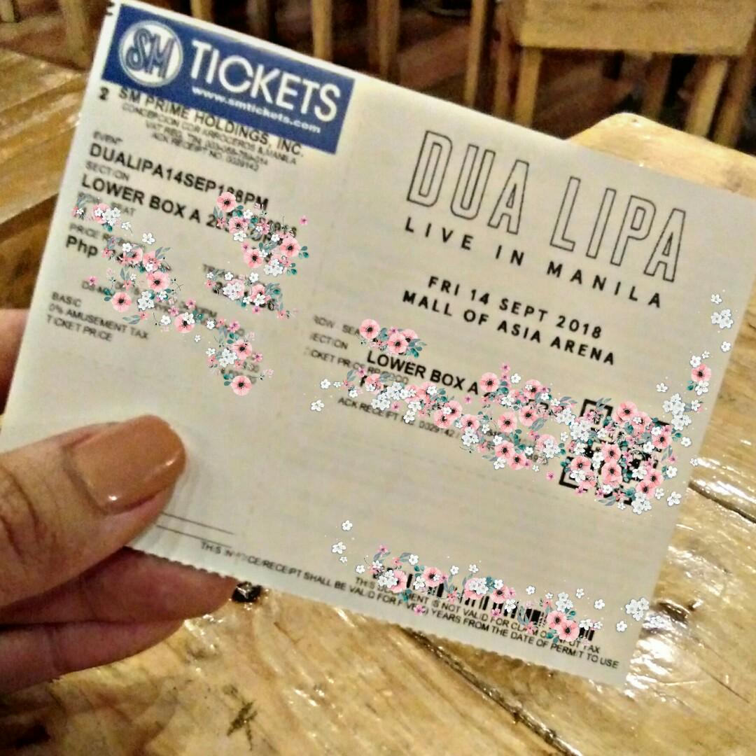 Dua Lipa Live in Manila Lower Box A 203 Coral, Tickets & Vouchers