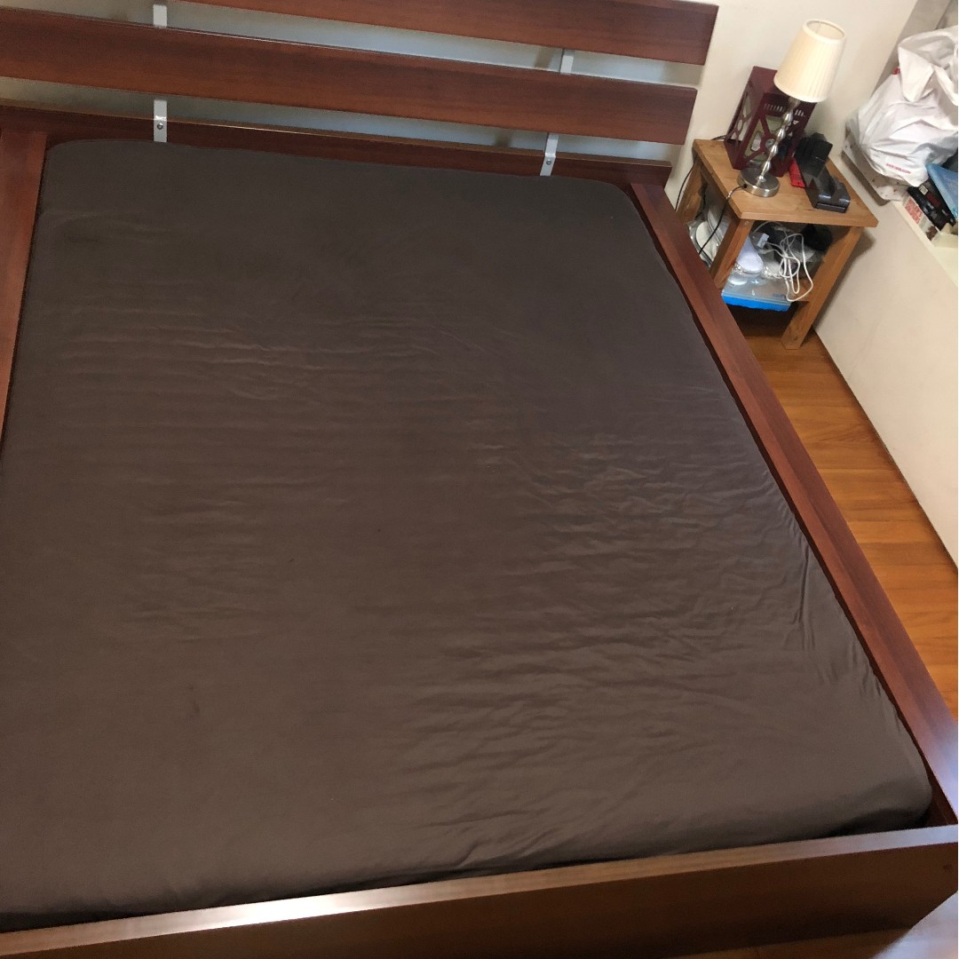 IKEA Hopen Queen bed frame with mattress, Furniture & Home Living