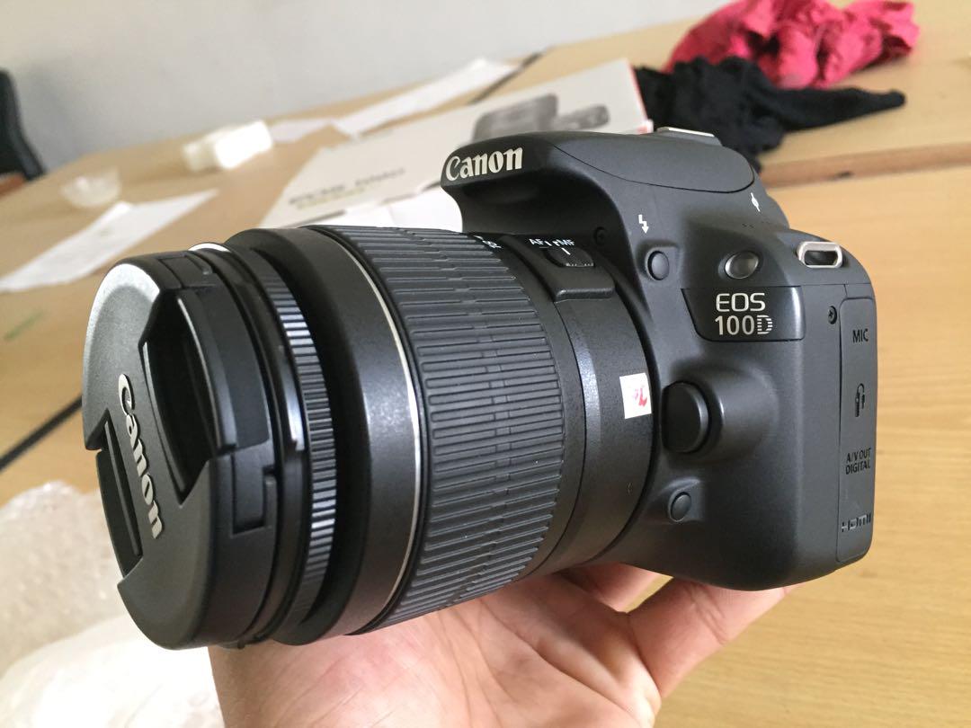 kamera dslr canon eos 100d plus lensa kit 18 55 fullset mulus lus