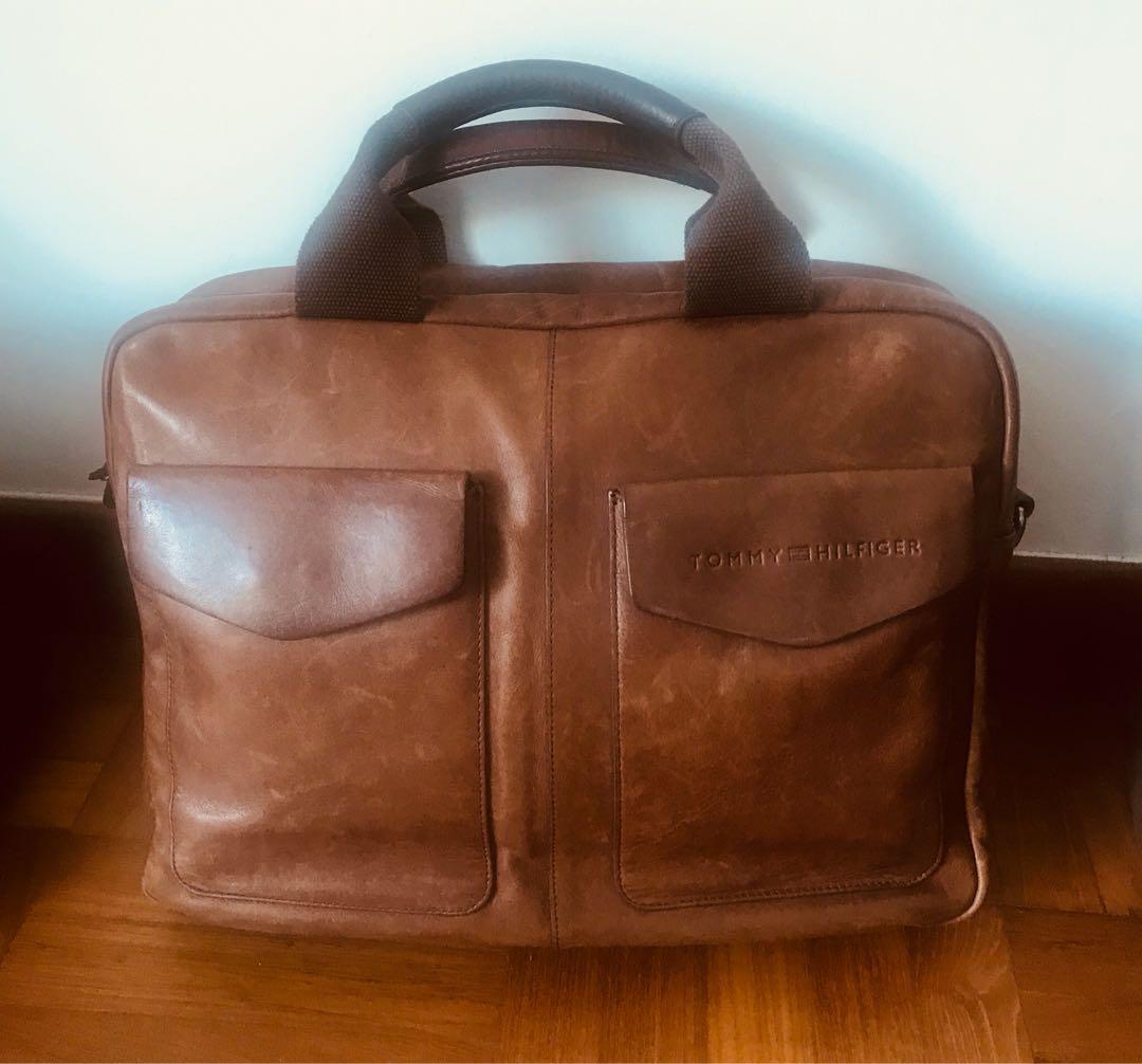 tommy hilfiger men's leather bag