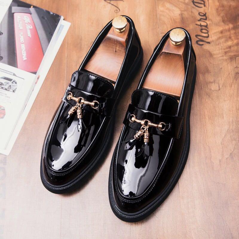 Men S Korean Style Pointed Toe Slip On Loafers Wedding Shoes Men S Fashion Footwear Slippers Sandals On Carousell