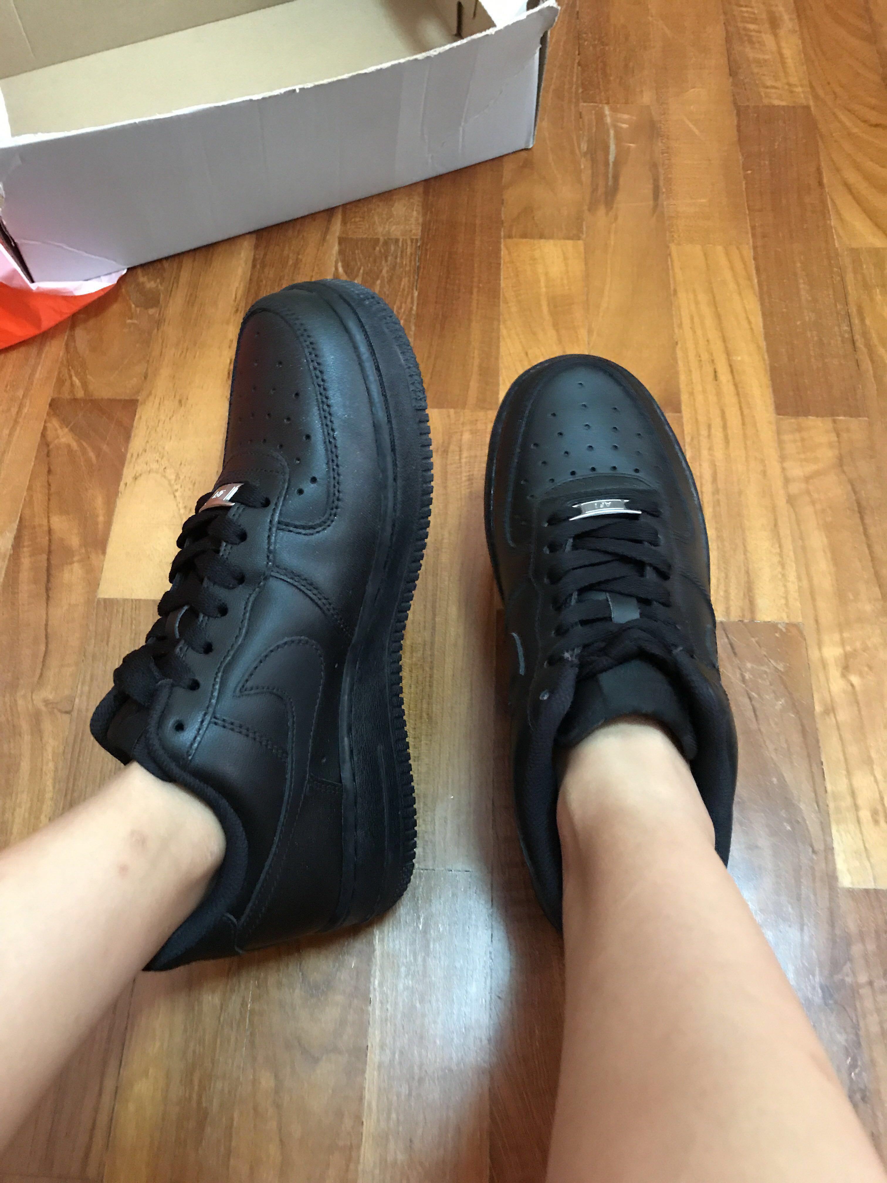 nike air force 1 black leather women's 