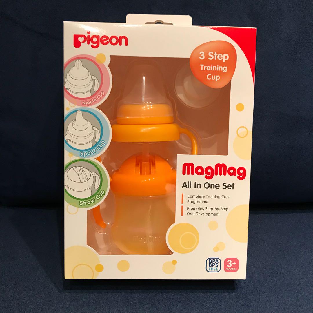 Pigeon Baby 3Step Training Cup MagMag Set All in One with Nipple Spout Straw Cup