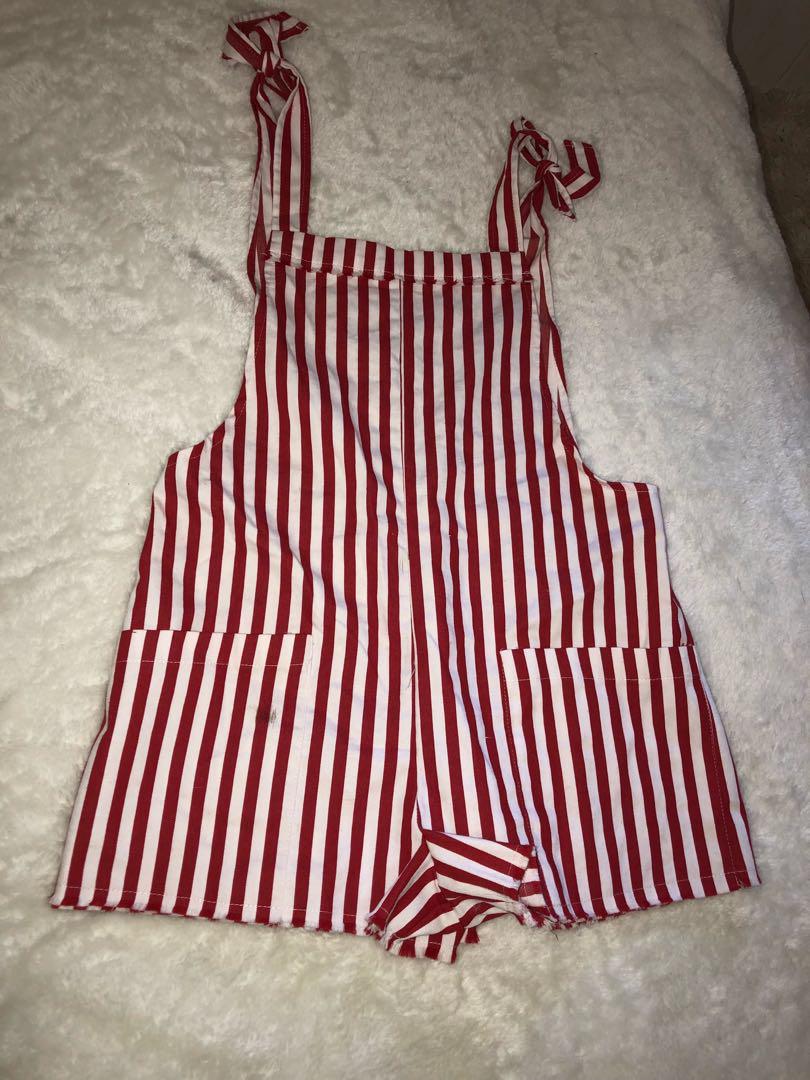 red and white striped playsuit