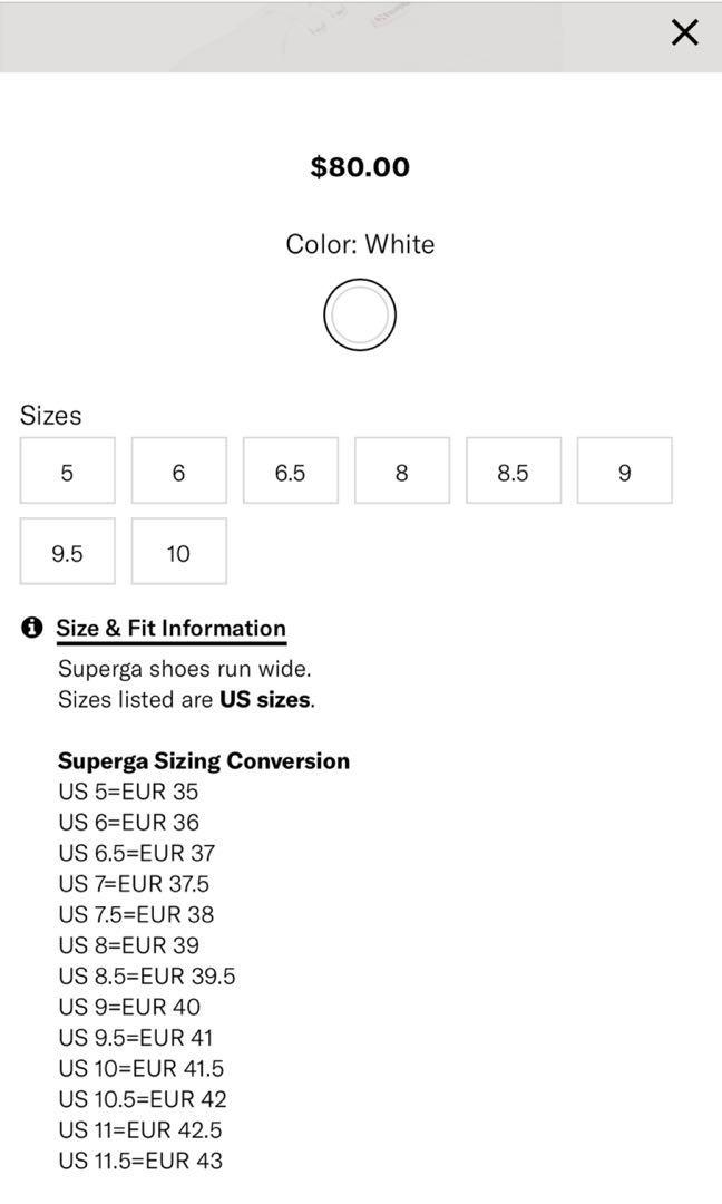 superga sneakers sizing