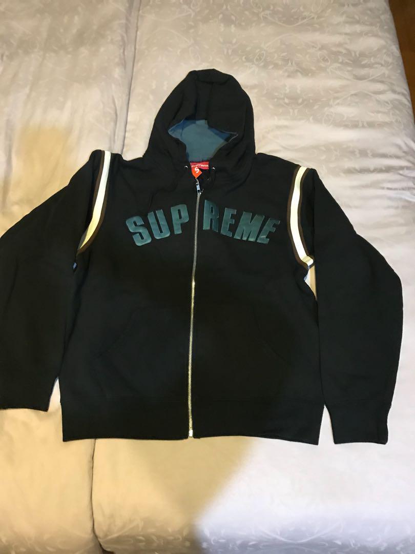 Supreme jet sleeve zip up hooded sweatshirt Black Size S Men s Fashion Tops Sets Hoodies on Carousell