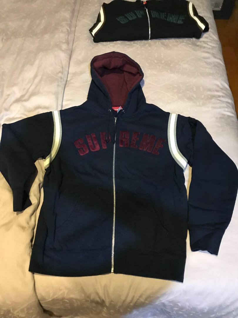 Supreme jet sleeve zip 2025 up hooded sweatshirt black