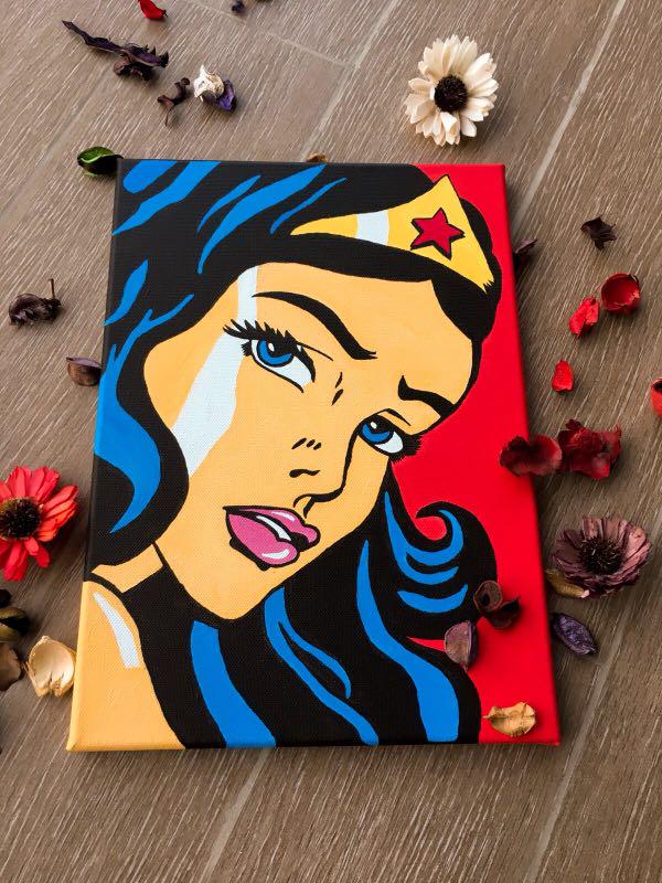 Wonder Woman Acrylic Canvas Painting Popart Design Craft Art