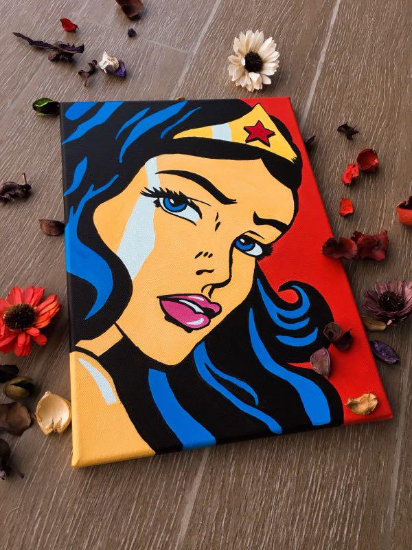 Wonder Woman Acrylic Canvas Painting Popart Design Craft Art