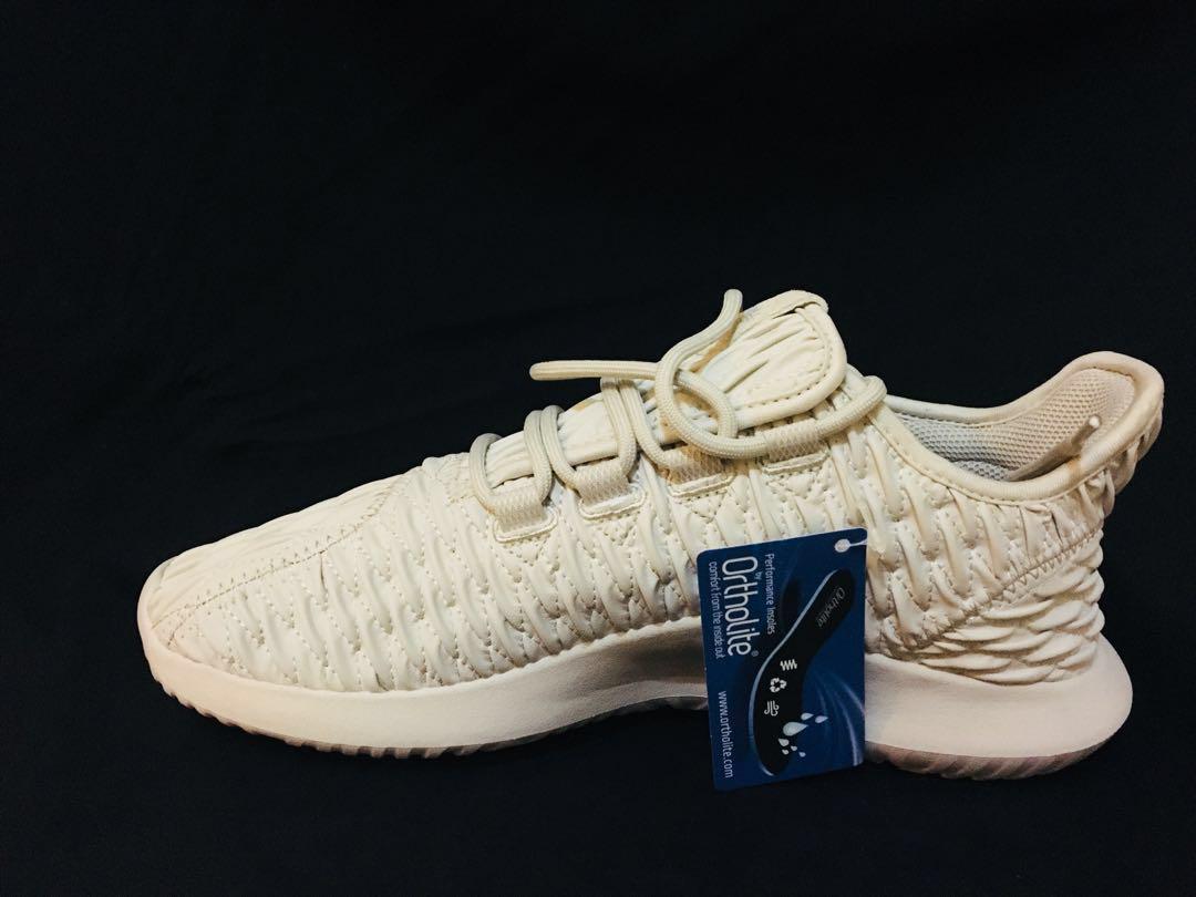 Adidas tubular shadow quilted beige top