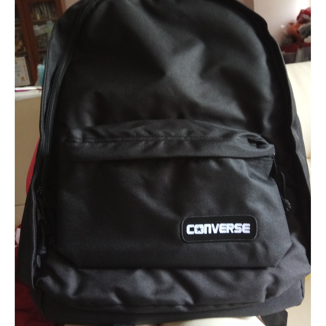 black leather converse backpack