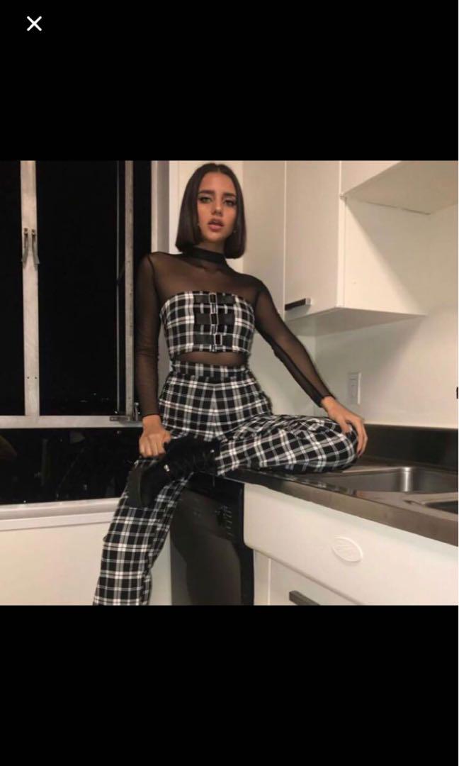 I.AM.GIA HEIST PLAID pants trendy checkered culottes box Women s