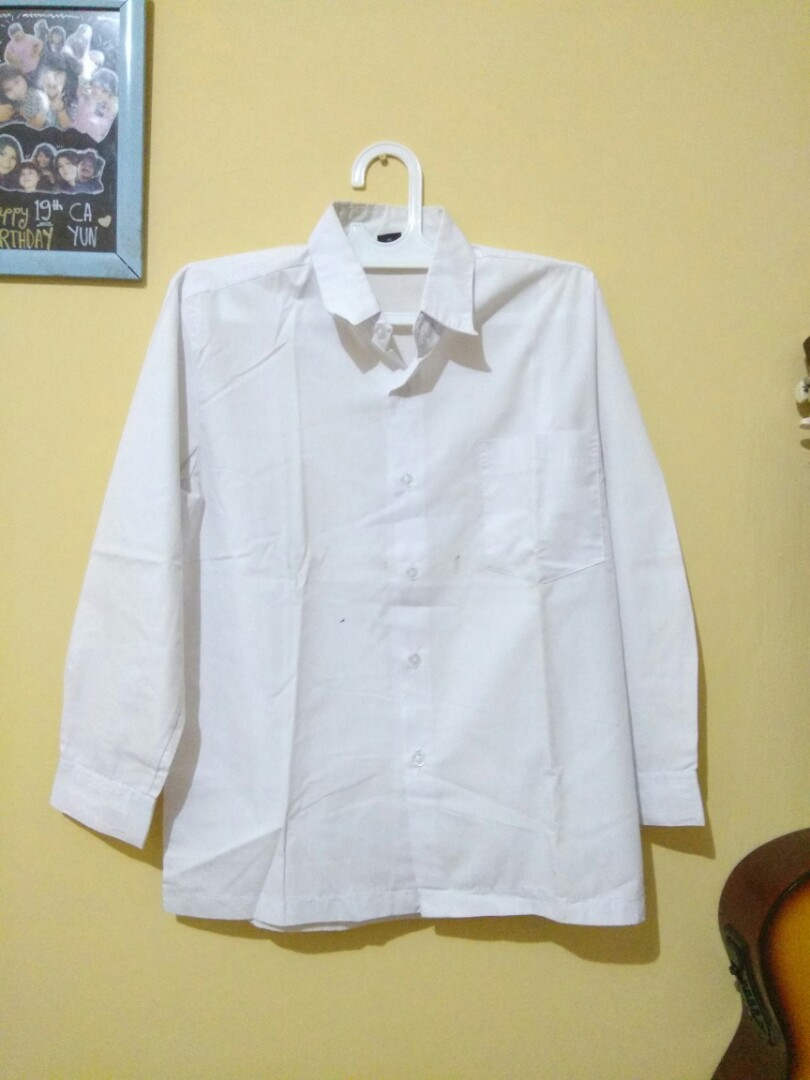 Kemeja Putih Lengan Panjang Long Sleeves White Shirt Seragam Putih Seragam Sekolah Fesyen Wanita Pakaian Wanita Atasan Di Carousell