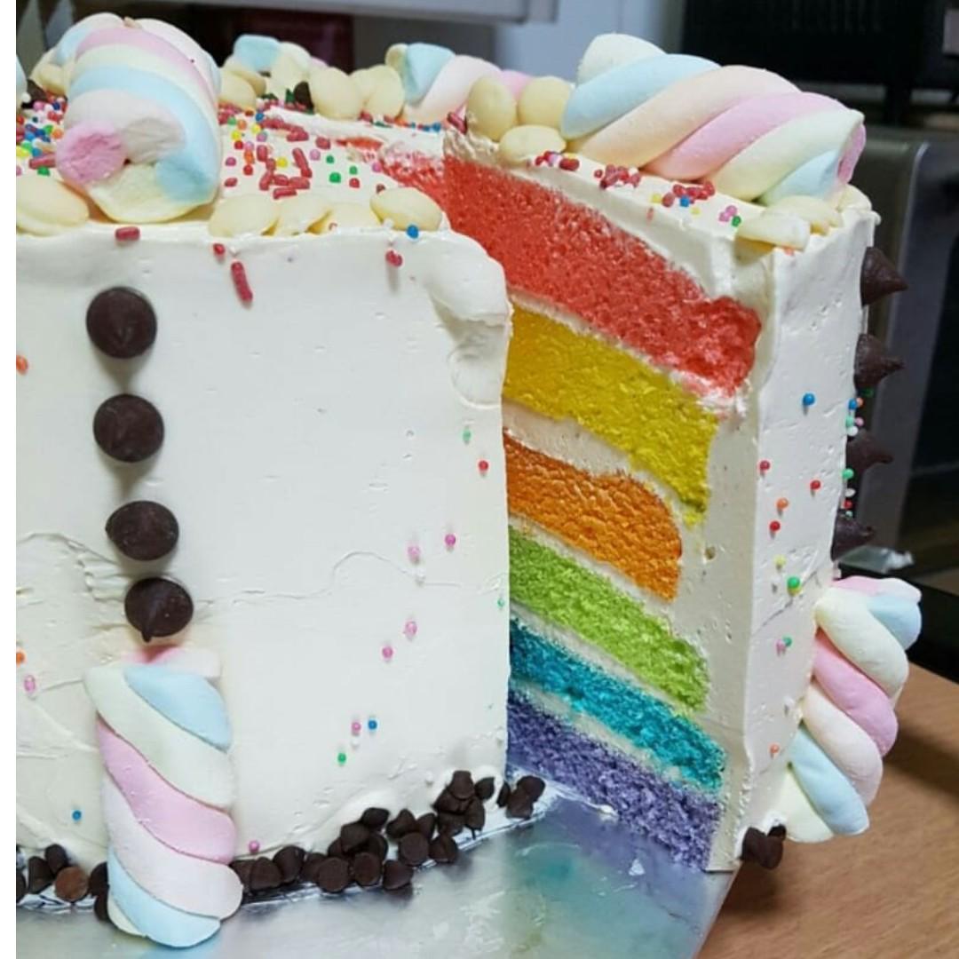 Marshmallow Rainbow Cake, Food & Drinks, Homemade Bakes on Carousell