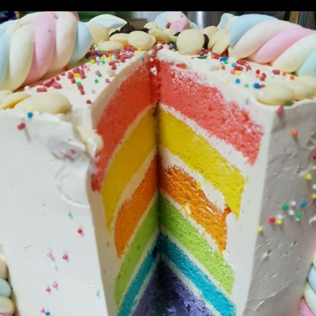 Marshmallow Rainbow Cake, Food & Drinks, Homemade Bakes on Carousell