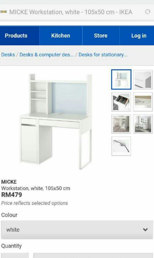 Meja belajar ikea - Micke, Home u0026 Furniture, Others on Carousell