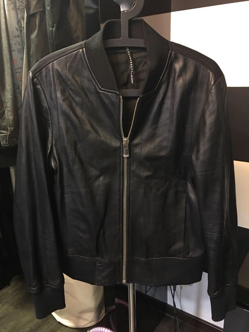 Men] Authentic Neil Barrett Black Leather Bomber Jacket, Men's 