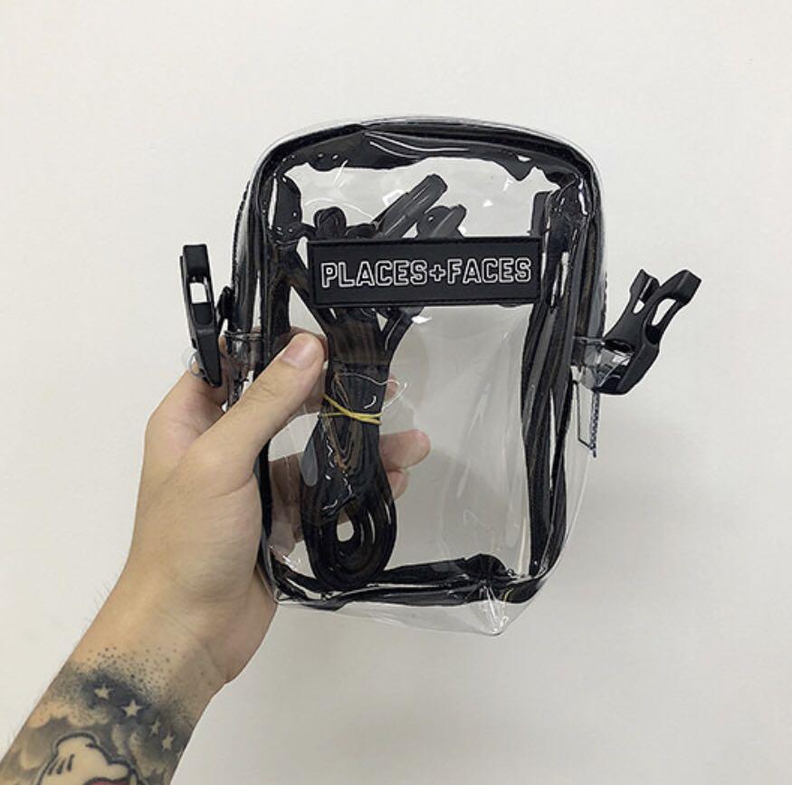 places and faces transparent bag