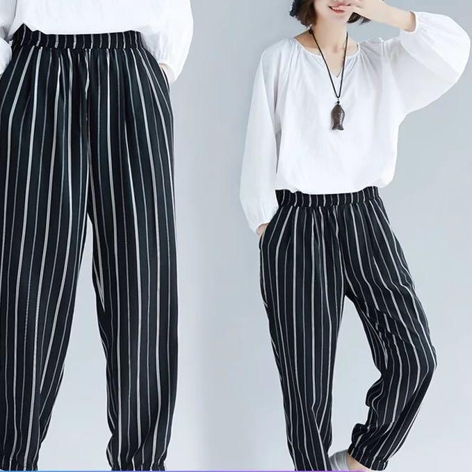 striped trousers plus size