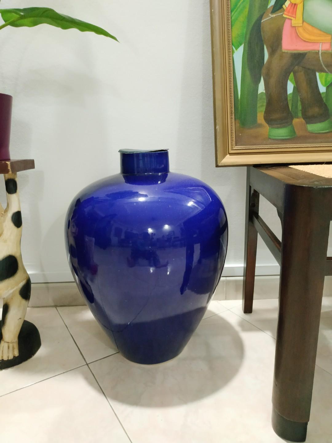 Royal Blue Ceramic Vase 53cm Height Gardening Pots Planters On